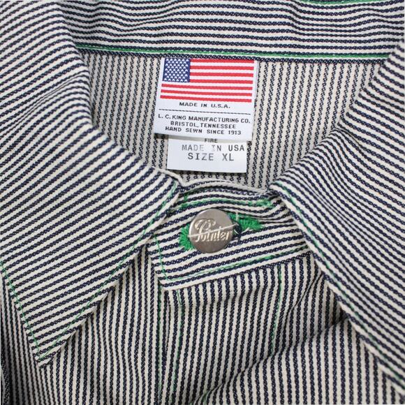 XL PointerBrand LCKing HickoryStripe ChoreCoat DoubleNeedle GreenStitch USA - Picture 7 of 16